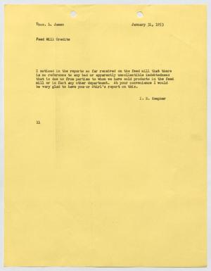 [Letter from I. H. Kempner to Thomas L. James, January 31, 1953]