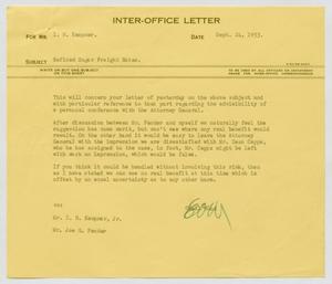 [Letter from Odell Wood to I. H. Kempner, September 24, 1953]