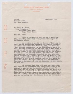 [Letter from Baker, Botts, Andrews & Parish to Thomas L. James, March 26, 1953]
