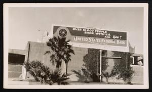 Primary view of object titled '[Photograph of a United States National Bank Billboard, #4]'.
