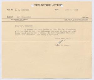 [Letter from Thomas L. James to I. H. Kempner, June 1, 1953]