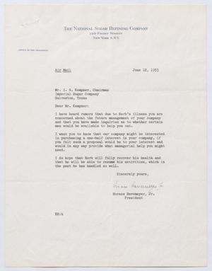 [Letter from Horace Havemeyer, Jr., to I. H. Kempner, June 12, 1953]