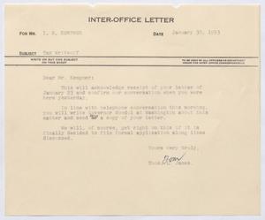 [Letter from Thomas L. James to I. H. Kempner, January 30, 1953]