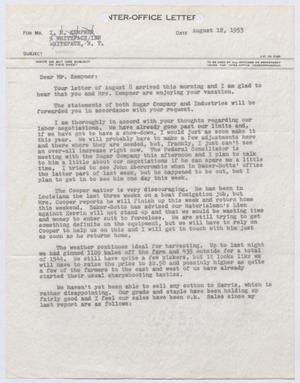 [Letter from Thomas L. James to I. H. Kempner, August 12, 1953]