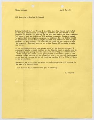Primary view of object titled '[Letter from I. H. Kempner to Thomas L. James, April 7, 1953]'.