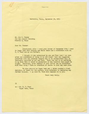 [Letter from I. H. Kempner to Joe G. Fender, September 30, 1953]