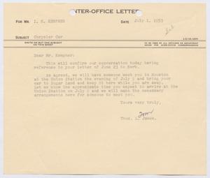 [Letter from Thomas L. James to I. H. Kempner, July 1, 1953]