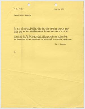 [Letter from I. H. Kempner to J. B. Fowler, June 11, 1953]