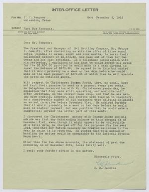 [Letter from C. H. Jenkins to I. H. Kempner, December 3, 1953]
