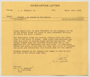 [Letter from W. H. Louviere to I. H. Kempner, Jr., March 19, 1953]