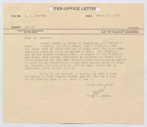Primary view of object titled '[Letter from Thomas L. James to I. H. Kempner, March 11, 1953]'.