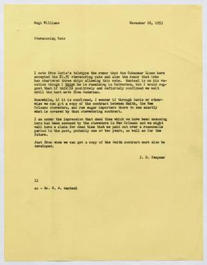 [Letter from I. H. Kempner to Hugh Williams, November 18, 1953]