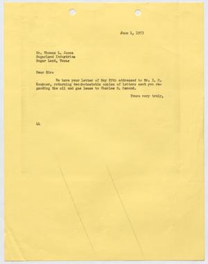 [Letter from A. H. Blackshear, Jr. to Thomas L. James, June 1, 1953]