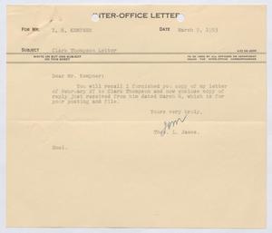 [Letter from Thomas L. James to I. H. Kempner, March 9, 1953]
