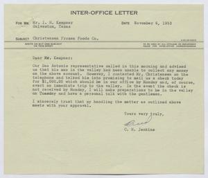 [Letter from C. H. Jenkins to I. H. Kempner, November 6, 1953]