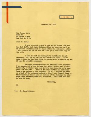 [Letter from Harris Leon Kempner to Herman Lurie, November 12, 1953]