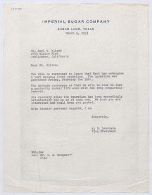 [Letter from W. H. Louviere to Earl C. Wilson, March 5, 1953]