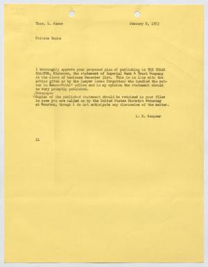 [Letter from I. H. Kempner to Thomas L. James, January 6, 1953]
