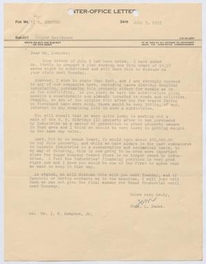 [Letter from Thomas L. James to I. H. Kempner, July 3, 1953]