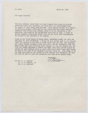 [Letter from H. L. Williams to Herman Lurie, March 16, 1953]