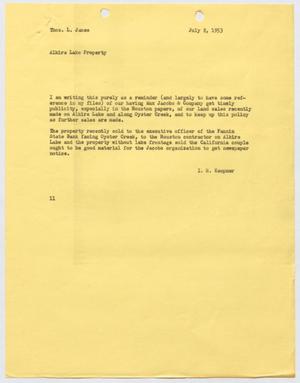[Letter from I. H. Kempner to Thomas L. James, July 2, 1953]