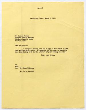 [Letter from I. H. Kempner to Fallon Gordon, March 6, 1953]