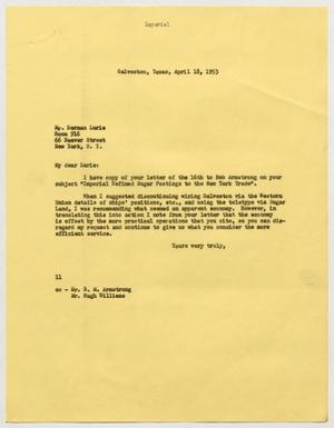 [Letter from I. H. Kempner to Herman Lurie, April 18, 1953]