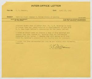 [Letter from H. L. Williams to I. H. Kempner, April 23, 1953]