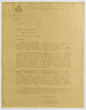 [Letter from Chief of Excise Tax Branch to H. L. Williams, December 19, 1953]