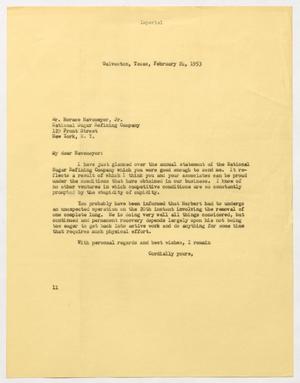 [Letter from I. H. Kempner to Horace Havemeyer, Jr., February 24, 1953]