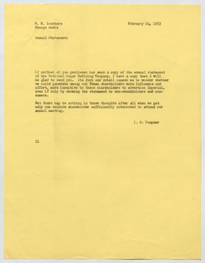 [Letter from I. H. Kempner to W. H. Louviere & George Andre, February 24, 1953]