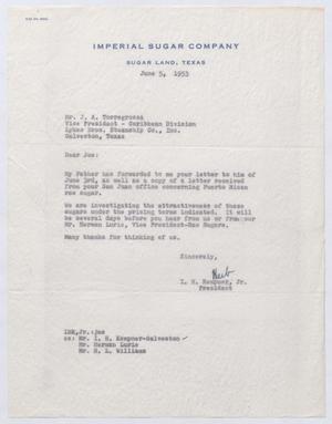 [Letter from I. H. Kempner, Jr. to J. A. Torregrossa, June 5, 1953]
