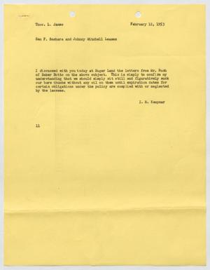 [Letter from I. H. Kempner to Thomas L. James, February 12, 1953]