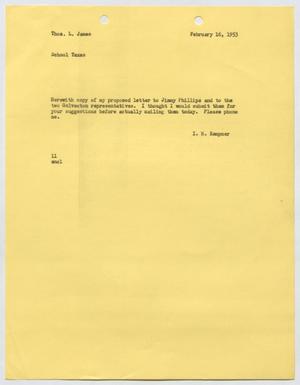 [Letter from I. H. Kempner to Thomas L. James, February 16, 1953]
