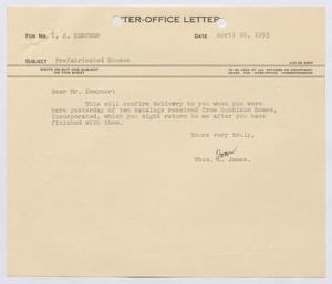 [Letter from Thomas L. James to I. H. Kempner, April 10, 1953]