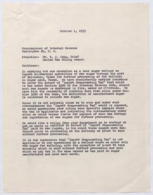 [Letter from H. L. Williams to R. J. Bopp, October 1, 1953]