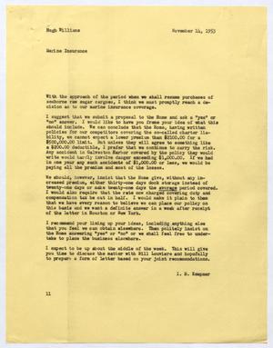 [Letter from I. H. Kempner to Hugh Williams, November 14, 1953]