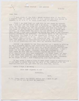 [Letter from I. H. Kempner to Thomas L. James, August 16, 1953]