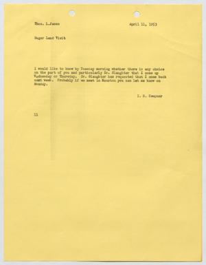 [Letter from I. H. Kempner to Thomas L. James, April 11, 1953]
