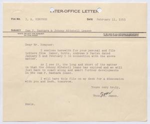 [Letter from Thomas L. James to I. H. Kempner, February 11, 1953]