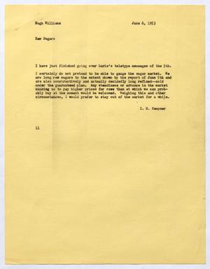 [Letter from I. H. Kempner to Hugh Williams, June 6, 1953]