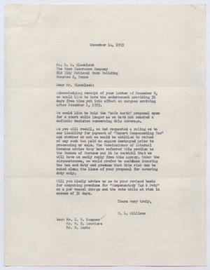 [Letter from H. L. Williams to R. E. Blacklock, December 14, 1953]