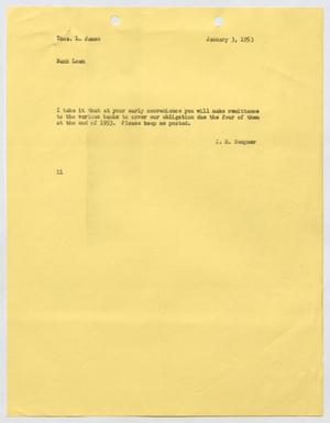 [Letter from I. H. Kempner to Thomas L. James, January 3, 1953]