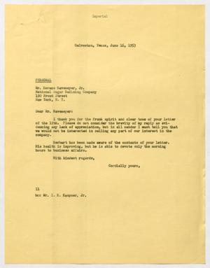 [Letter from I. H. Kempner to Horace Havemeyer, Jr., June 16, 1953]