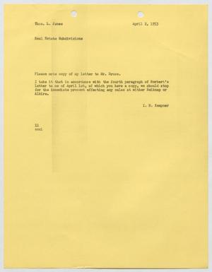 [Letter from I. H. Kempner to Thomas L. James, April 2, 1953]