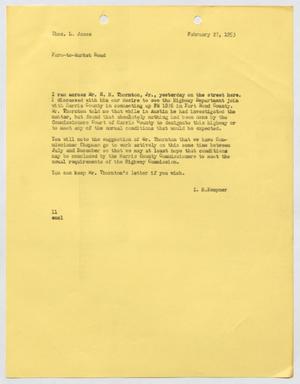 Primary view of object titled '[Letter from I. H. Kempner to Thomas L. James, February 27, 1953]'.
