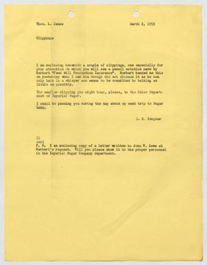 [Letter from I. H. Kempner to Thomas L. James, March 2, 1953]