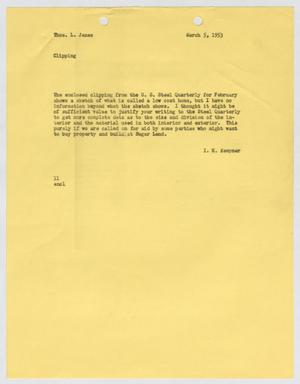 [Letter from I. H. Kempner to Thomas L. James, March 5, 1953]