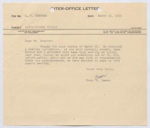 [Letter from Thomas L. James to I. H. Kempner, March 31, 1953]