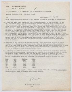 [Letter from Herman Lurie to H. L. Williams, June 10, 1953]